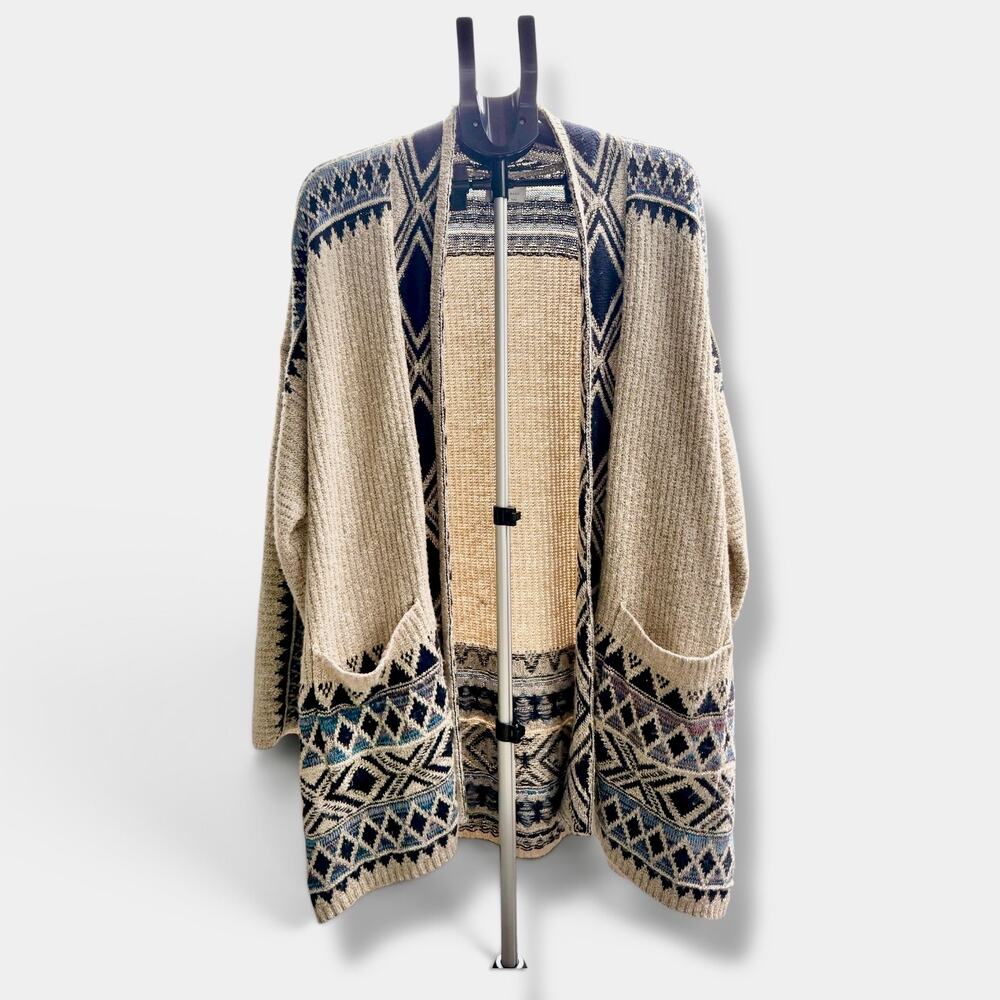 Lucky Brand 2X Southwestern Aztec Cardigan Sweater Boho Cotton Blend
